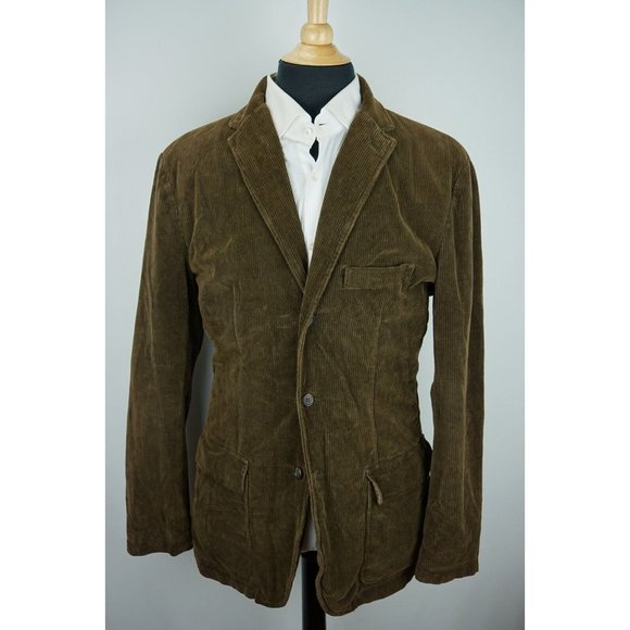 Jcrew Vintage Cord Suede Elbow Pad Chocolate Brown Sport Coat Jacket Sz L